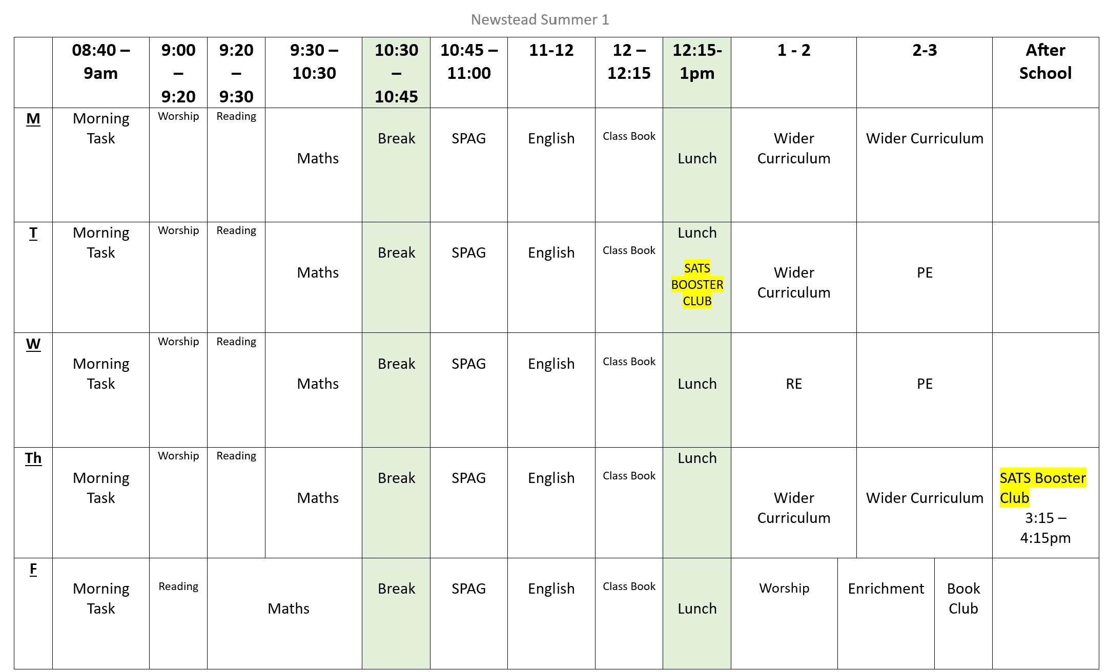Please Note - After School Club is subject to change if staffing is an issue. 